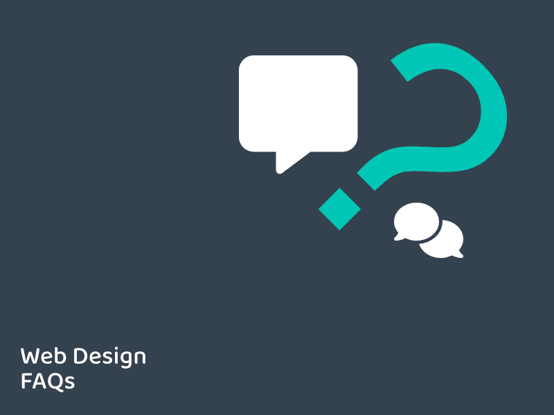 Image of a chat box and question mark showing the web design FAQs on this page.