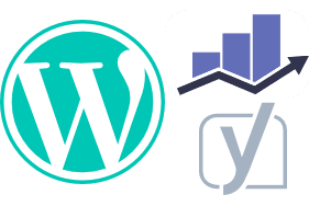 Image of the WordPress, Yoast and RankMath logos, showing the WordPress SEO services provided by Bournemouth Web Design.