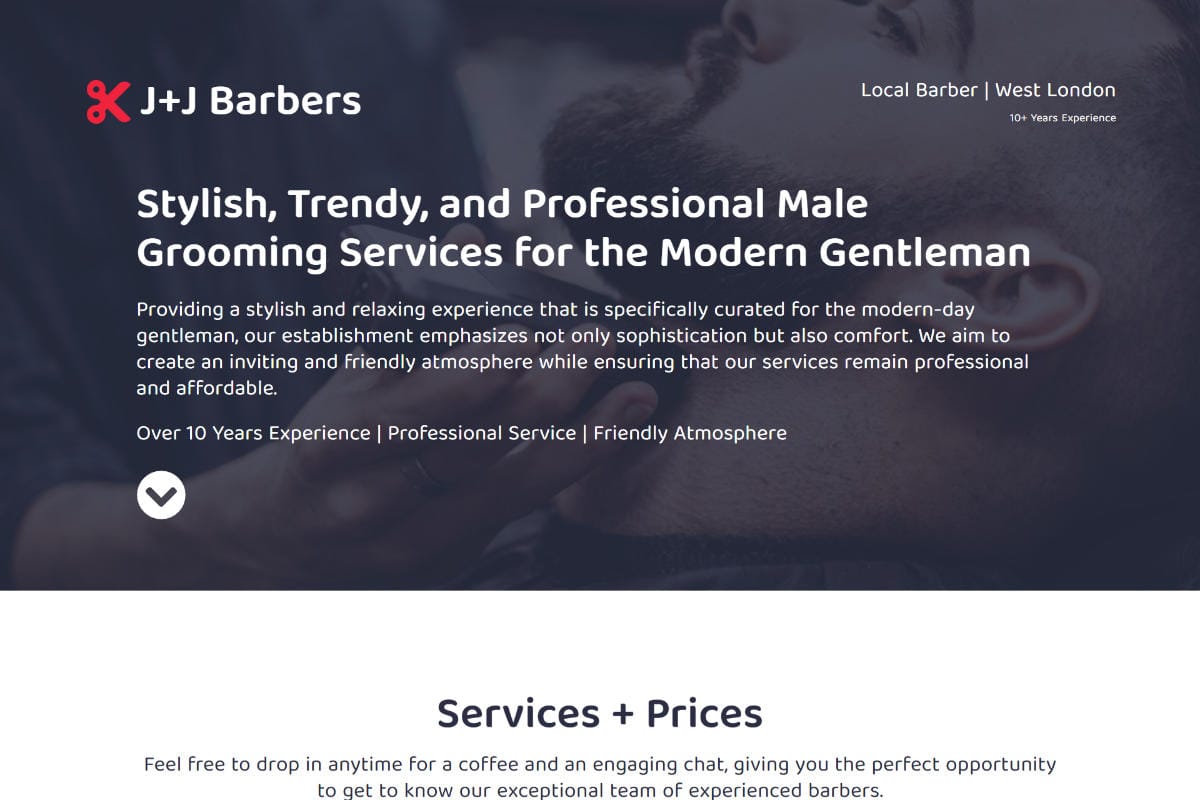 Image of a barber cutting hair, showing the barber shop web design services provided.