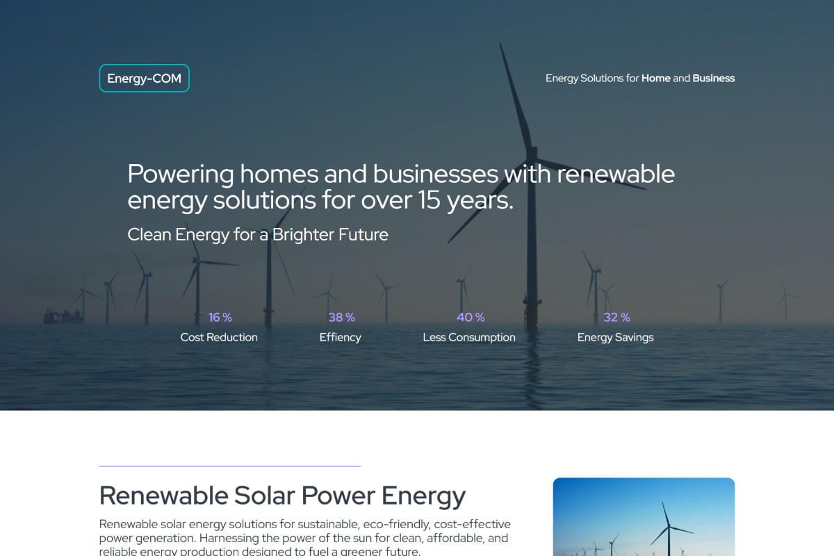 Image of a web page showing the websites for the Energy industry provided.