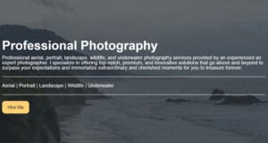 Image of a website showing the photography portfolios provided.