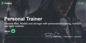 Image of a website showing the Fitness website design services provided.