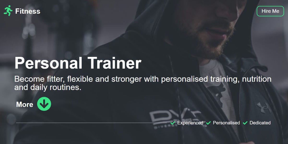 Image of a website showing the Fitness website design services provided.