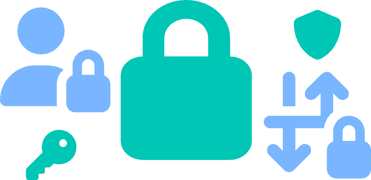 Web security and data protection icons for Bournemouth web design.